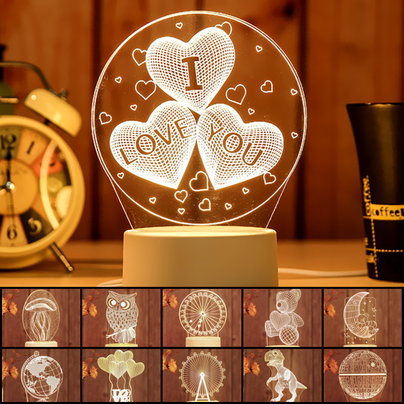 Lampă de noapte 3D, acrilic, pentru birou, pentru copii, băieți, fete, cadou, pentru casă, decorativă, pentru noptieră, pentru dormitor, noptieră, nouă