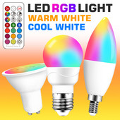 Smart for Home Bec LED E27 E14 GU10 B22 220V 110V Spot Lampă magică schimbabilă Lampada+Control IR Decor RGB Alb