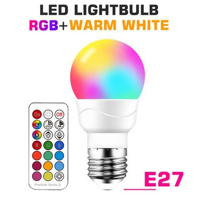 Smart for Home Bec LED E27 E14 GU10 B22 220V 110V Spot Lampă magică schimbabilă Lampada+Control IR Decor RGB Alb