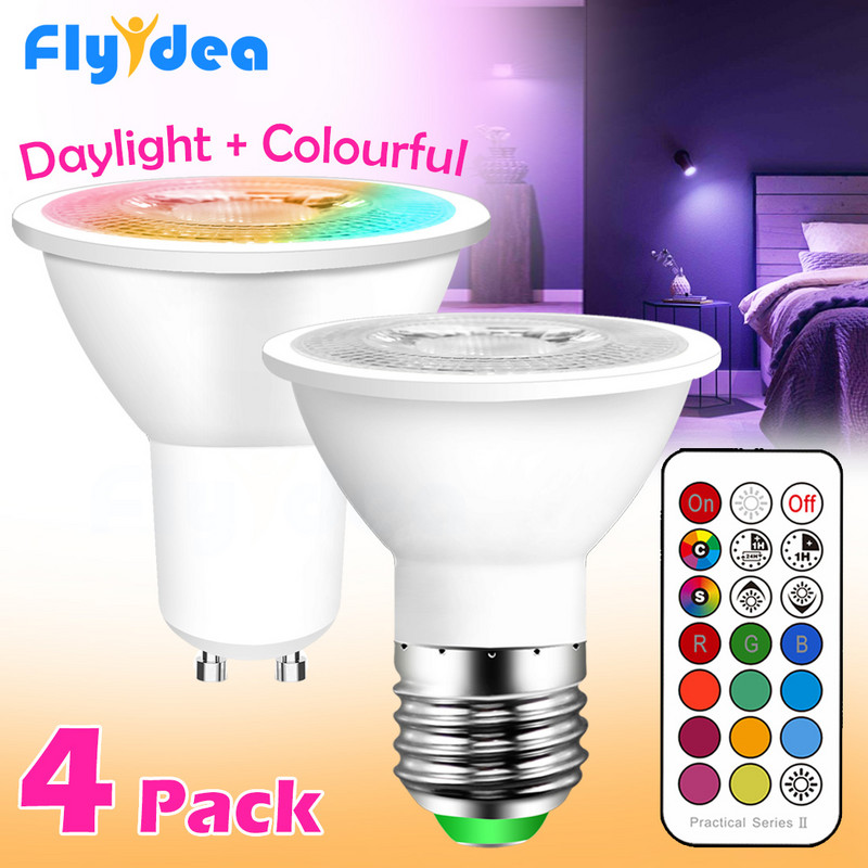 Smart for Home Bec LED E27 E14 GU10 B22 220V 110V Spot Lampă magică schimbabilă Lampada+Control IR Decor RGB Alb