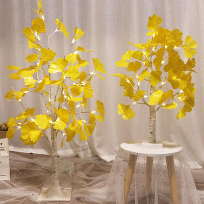 60 cm 24 LED Ginkgo koka lampa, silti balta dekoratīvā gaisma Ziemassvētku ballīšu dekorēšanai
