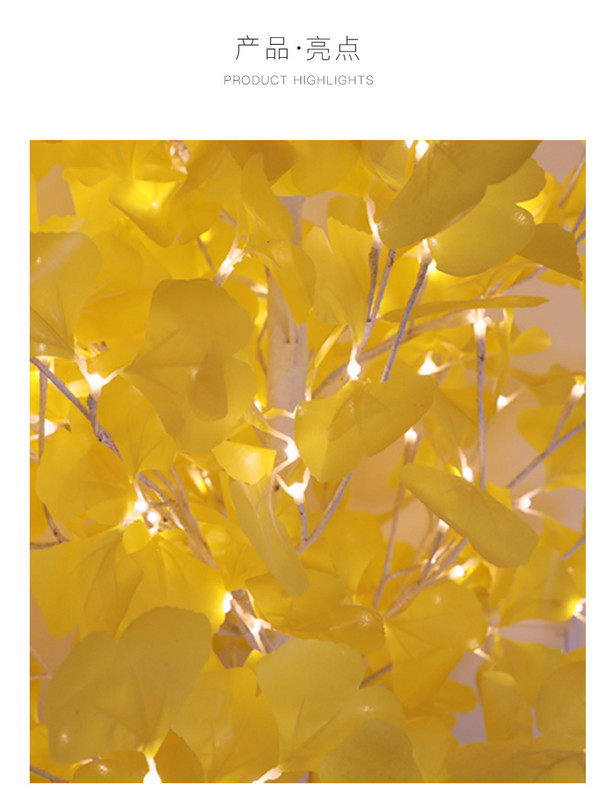 60 cm-es 24 LED-es Ginkgo fa lámpa meleg fehér dekoratív fények karácsonyi parti dekorációhoz