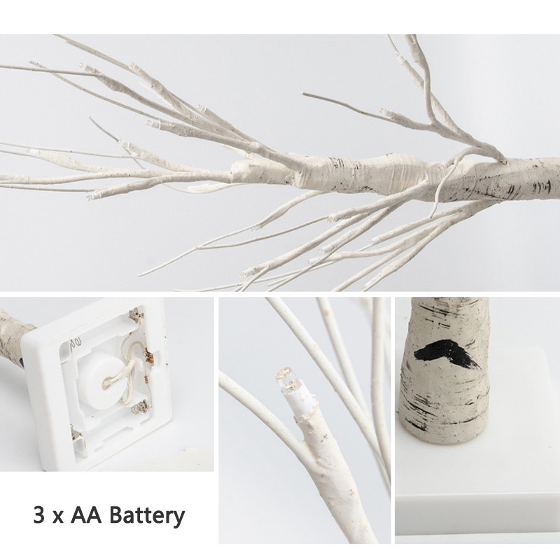 60 cm-es 24 LED-es Ginkgo fa lámpa meleg fehér dekoratív fények karácsonyi parti dekorációhoz