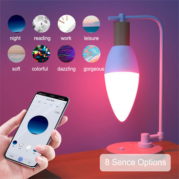 Wifi Smart крушка E14 Candle Lamp RGB+CW+WW 5W 7W 9W Tuya Smart Life APP Voice Control Compatible Alexa Google Home Dimmable