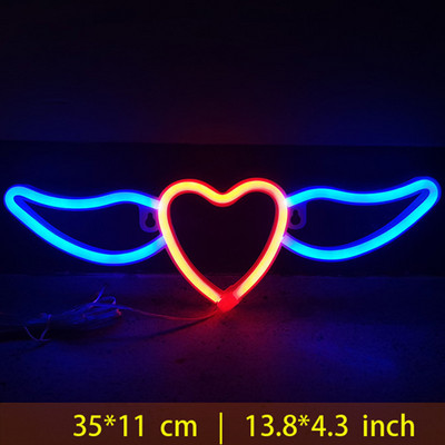 Φωτιστικό LED Neon Love Heart με Φτερά Σήμα Νέον για Υπνοδωμάτιο Τοίχο Σαλόνι Διακόσμηση Σπιτιού Φωτιστικό Neon για Teen Gril Δώρα