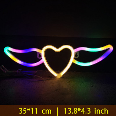 Φωτιστικό LED Neon Love Heart με Φτερά Σήμα Νέον για Υπνοδωμάτιο Τοίχο Σαλόνι Διακόσμηση Σπιτιού Φωτιστικό Neon για Teen Gril Δώρα