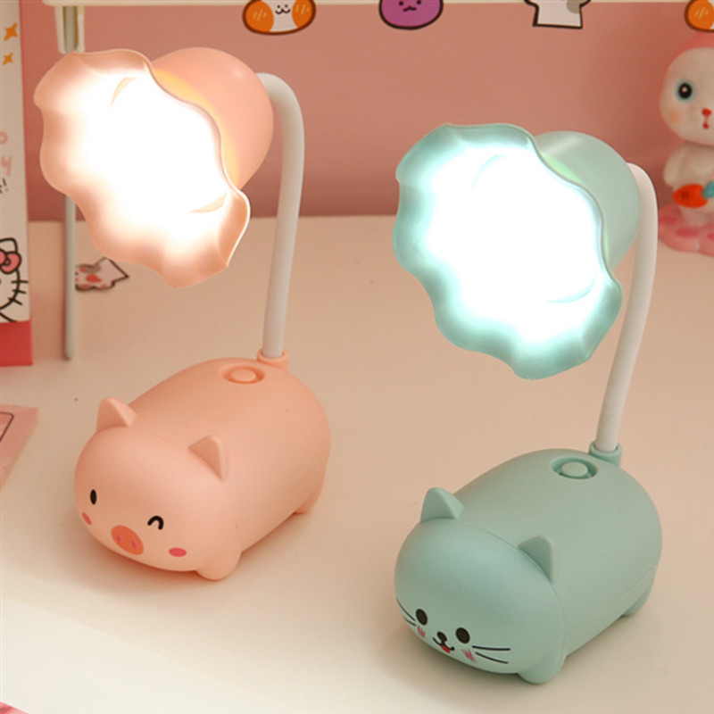 Led Pig asztali lámpa USB aranyos macska állat éjszakai fény gyerekek hálószoba ágy melletti nappali dolgozószoba tanulás kollégium iroda Szemvédelem