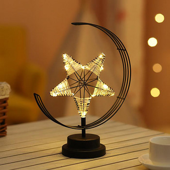 Φωτιστικό νύχτας LED Iron Art Pentagram Ζεστό φως Περιβάλλον φως Εσωτερικό Υπνοδωμάτιο Σαλόνι Δωμάτιο μελέτης Διακόσμηση Φωτιστικό γραφείου