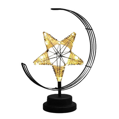 Éjszakai fény LED Vas Art Pentagram Meleg Fény Környezeti Fény Belső Hálószoba Nappali Dolgozószoba Dekorációs Lámpa Asztali lámpa