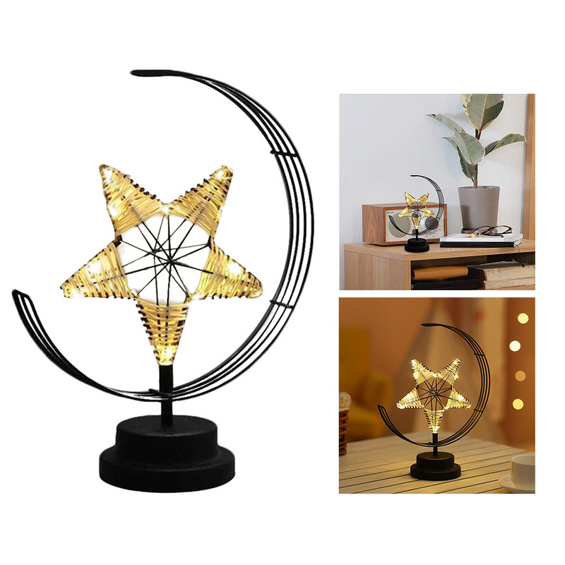 Éjszakai fény LED Vas Art Pentagram Meleg Fény Környezeti Fény Belső Hálószoba Nappali Dolgozószoba Dekorációs Lámpa Asztali lámpa