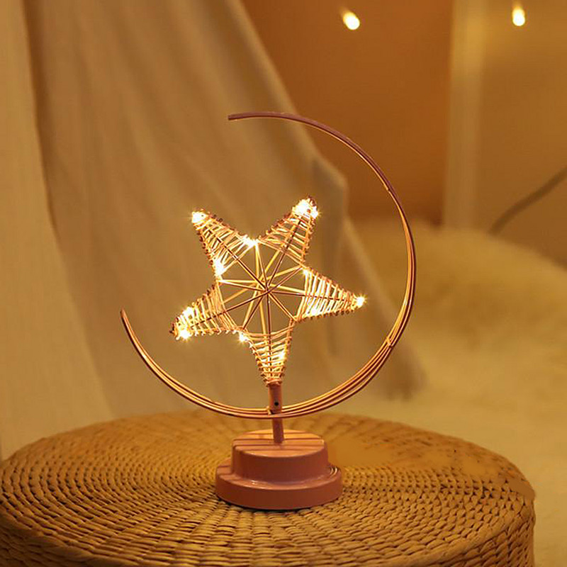 Éjszakai fény LED Vas Art Pentagram Meleg Fény Környezeti Fény Belső Hálószoba Nappali Dolgozószoba Dekorációs Lámpa Asztali lámpa