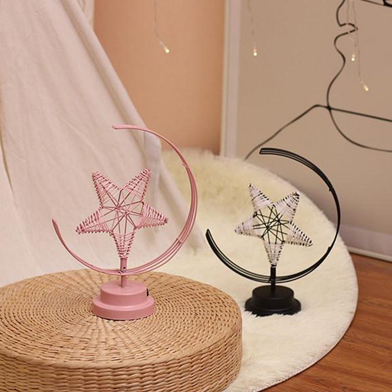 Éjszakai fény LED Vas Art Pentagram Meleg Fény Környezeti Fény Belső Hálószoba Nappali Dolgozószoba Dekorációs Lámpa Asztali lámpa