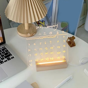 Ξύλινη βάση LED επιτραπέζιας λάμπας USB Creative φως νύχτας κρεβατοκάμαρας με διακόπτη 3D ακρυλικό φύλλο DIY Photo Card Ξύλινα αξεσουάρ δώρου