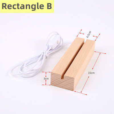 Ξύλινη βάση LED επιτραπέζιας λάμπας USB Creative φως νύχτας κρεβατοκάμαρας με διακόπτη 3D ακρυλικό φύλλο DIY Photo Card Ξύλινα αξεσουάρ δώρου