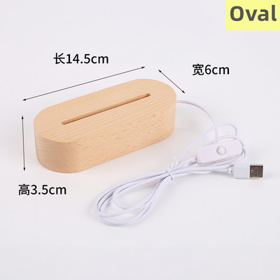 Ξύλινη βάση LED επιτραπέζιας λάμπας USB Creative φως νύχτας κρεβατοκάμαρας με διακόπτη 3D ακρυλικό φύλλο DIY Photo Card Ξύλινα αξεσουάρ δώρου