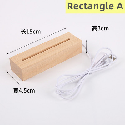 Ξύλινη βάση LED επιτραπέζιας λάμπας USB Creative φως νύχτας κρεβατοκάμαρας με διακόπτη 3D ακρυλικό φύλλο DIY Photo Card Ξύλινα αξεσουάρ δώρου