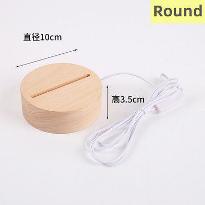 Ξύλινη βάση LED επιτραπέζιας λάμπας USB Creative φως νύχτας κρεβατοκάμαρας με διακόπτη 3D ακρυλικό φύλλο DIY Photo Card Ξύλινα αξεσουάρ δώρου