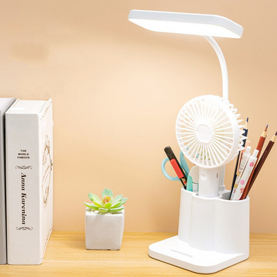 USB uzlādējams ar pildspalvas turētāju. Acu aizsardzība bezpakāpju aptumšošana LED galda lampa Studentu biroja lasīšanas gaismas lampa