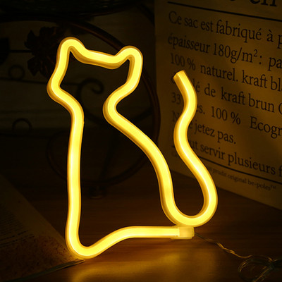 LED-neoonvalgus, soe valge seinakunstist tuled Mudellamp Magamistoa kaunistus 5v USB/patarei toitega kodupeopuhkuse sisekujundus