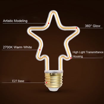 Λάμπα LED E27 220V Retro Edison Bulb 360 Glow Cover Μαλακά γραμμικά φώτα νήματος για λάμπα σπιτιού Μπαρ Διακοσμητικός γιορτινός φωτισμός