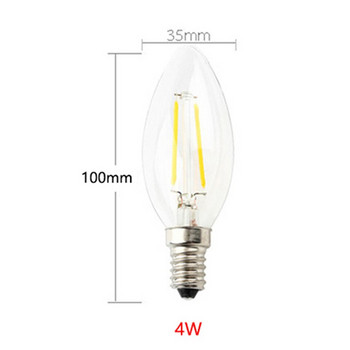 LED крушка E14 Винт 220V 4W LED COB Ретро имитация на волфрамова жичка Свещна крушка Свещна лампа с огънат връх