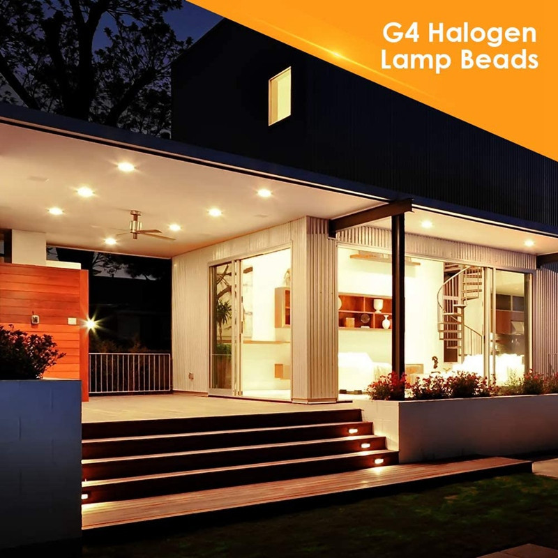 20 gab G4 halogēnās spuldzes, 20W 12V halogēnās spuldzes 2 kontaktu caurspīdīgas lampas spuldze, plīts apgaismojumam, signālgaismas, celiņš