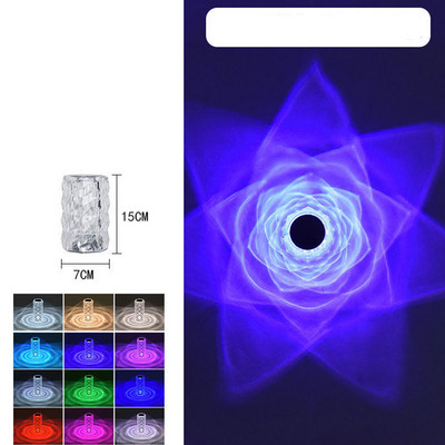 LED kristāla galda lampas rozes gaismas projektors 3/16 krāsu pieskāriena regulējams romantisks dimanta atmosfēras gaisma USB pieskāriena nakts gaisma