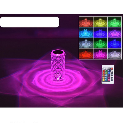 LED kristāla galda lampas rozes gaismas projektors 3/16 krāsu pieskāriena regulējams romantisks dimanta atmosfēras gaisma USB pieskāriena nakts gaisma