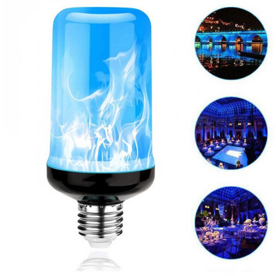 4 режима Декоративна крушка с ефект на пламък LED Dynamic Flame Blue Light E27 Creative Corn Bulb Ефект на симулация на пламък Нощна светлина