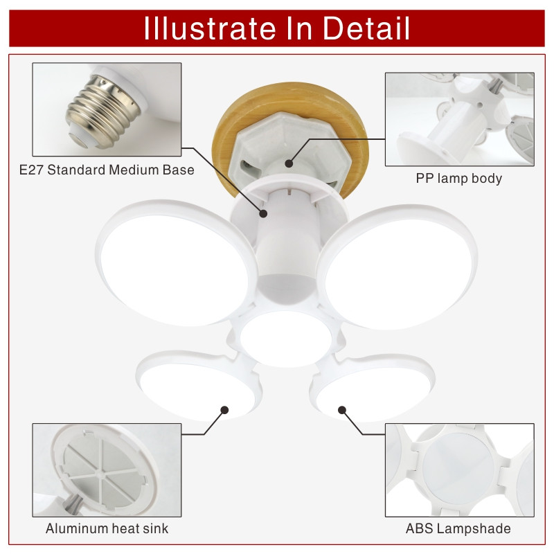 Πτυσσόμενος λαμπτήρας LED 40W E27 Λαμπτήρας UFO ποδοσφαίρου 360 μοιρών AC 85-265V 110V 220V Lampada LED Spotlight Light Κρύο/Ζεστό λευκό