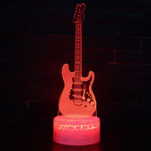 Elektrinės gitaros naktinės stalinės lempos „Pasidaryk pats“ vyriškos ir moteriškos gimimo dienos kūrybinės dovanos, baltas pagrindas, puikus 7 spalvų keitimas 3d lempa