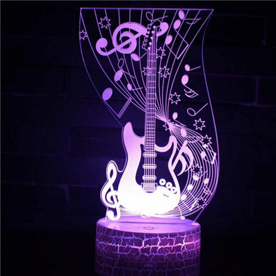 Elektrinės gitaros naktinės stalinės lempos „Pasidaryk pats“ vyriškos ir moteriškos gimimo dienos kūrybinės dovanos, baltas pagrindas, puikus 7 spalvų keitimas 3d lempa