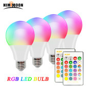 LED spuldze E27 5W 10W 12W 15W 10W RGB krāsu maiņas spuldze ar infrasarkano staru tālvadības pulti daudzkrāsu dekoratīvai ballītei telpā