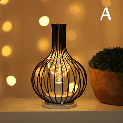 Retro vas LED lámpa Réz drót éjszakai fény Kreatív borospalack asztali lámpák Hotel lakberendezési hálószoba elemes