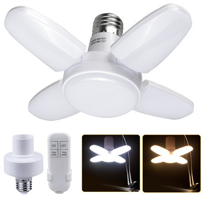 Bec LED E27 220V 110V 28W Lampă LED pliabilă Ventilator Becuri foco LED pentru casă Candelabru Plafoniera cu funcție de sincronizare