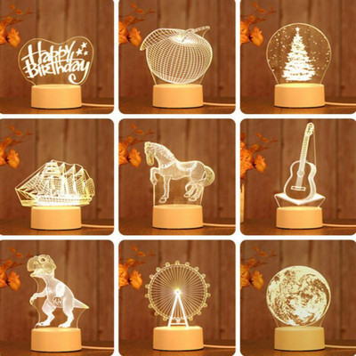 Akrila nakts lampa karikatūra mīlestība radoša dāvanu galda lampa bērnu istabas dekorēšanai 3d galda lampas viesistabai