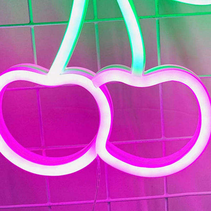 Cseresznye alakú, hosszú élettartamú, elemmel működő, többszínű neonreklámlámpa otthoni használatra