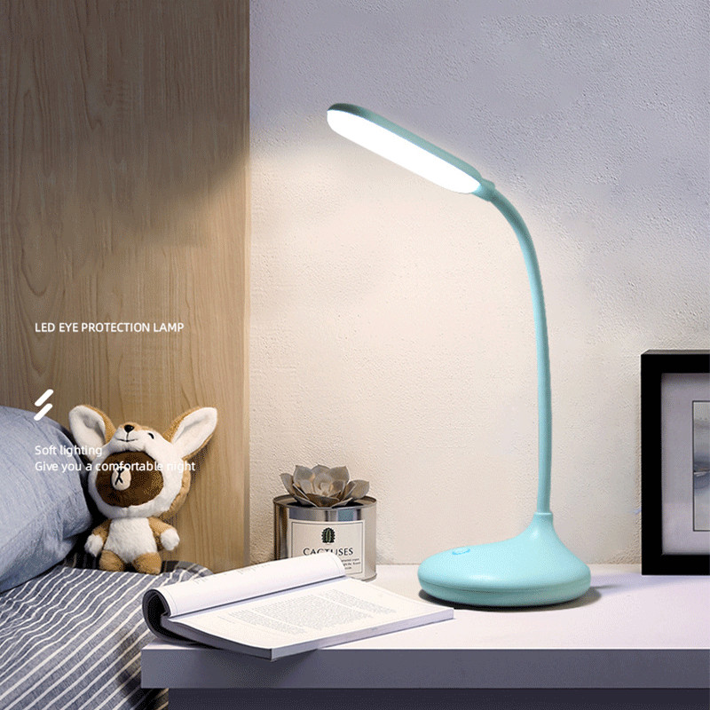 Lampă de birou LED nordică simplă, încărcare prin USB, luminozitate reglabilă, fără furtun stroboscopic, protecția ochilor de citire, lumină de noapte USB