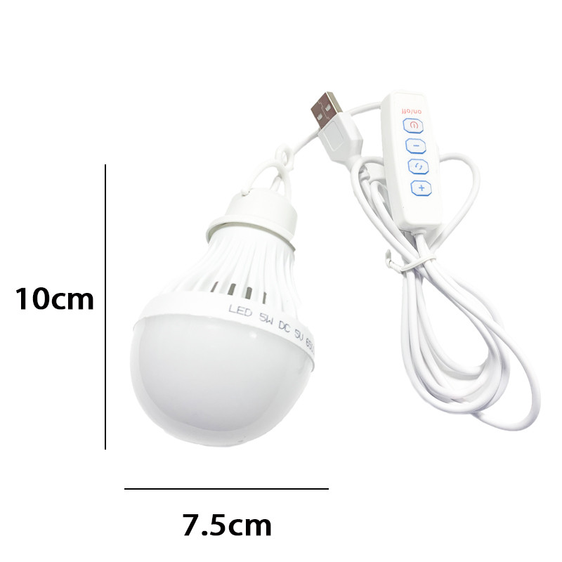 Lampă de camping cu LED DC5V 5W Bec de urgență Usb, 3 culori, cu reglare reglabilă pentru cort suspendat, grătar, pescuit, reparații, echipamente în aer liber