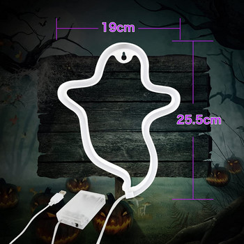 Хелоуин Ghost LED лампа на закрито Нощно захранване за неонови надписи за детска всекидневна