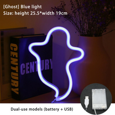 Halloweeni kummitus LED-lamp siseruumides, laste jaoks elutuba neoonsildid