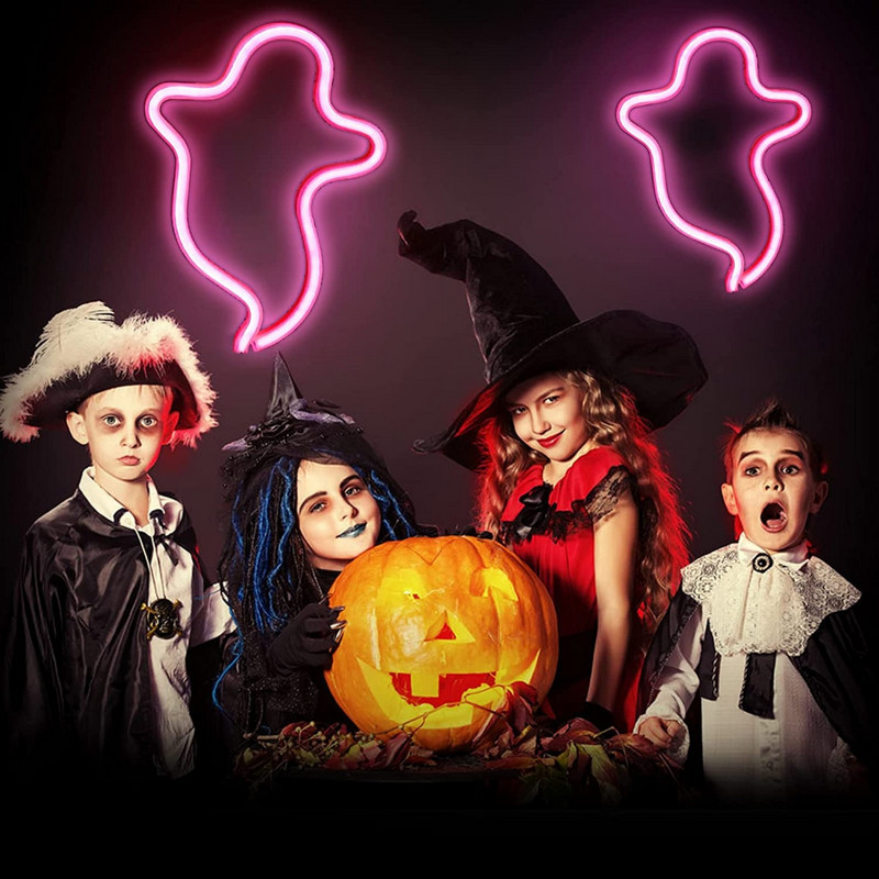 Halloween Ghost LED-es lámpa beltéri éjszakai működtetéssel gyerekeknek nappali fényreklámok