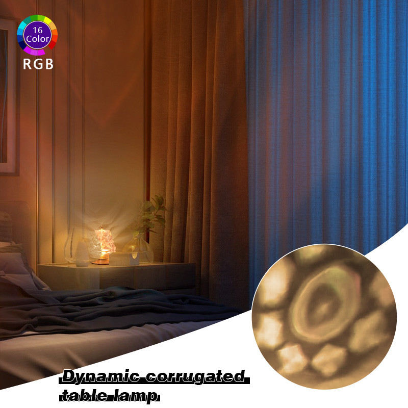 Romantikus dinamikus vetítőlámpa HD Water Ripple Starlight éjszakai fény Forgó környezeti asztali lámpa beltéri asztali dekorációs lámpák