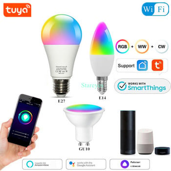 Tuya Smart WiFi Zigbee RGB CCT E27 9W LED крушка E14 5W LED свещ GU10 5W LED прожектор Alexa Home Siri Alice Control