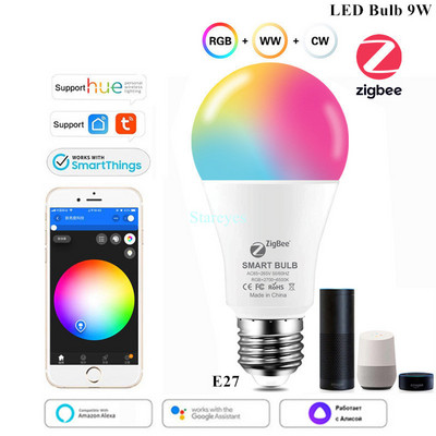Tuya Smart WiFi Zigbee RGB CCT E27 9W LED spuldze E14 5W LED sveču gaisma GU10 5W LED prožektora lampa Alexa Home Siri Alice Control