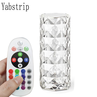 RGBW galda lampas cilindrs dimanta galda lampa Modern Crystal Led galda lampas guļamistabas dekorēšanai istabas Art Decor LED nakts gaismas