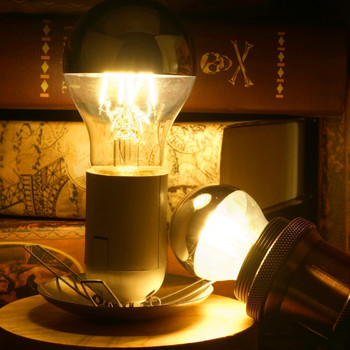Καθρέφτης Ασημί Retro Edison LED Λαμπτήρας E14 E27 4W G45 A60 ST64 G80 G95 Vintage νήματος Lampada LED Λαμπτήρας Ζεστός Λευκός Φωτισμός