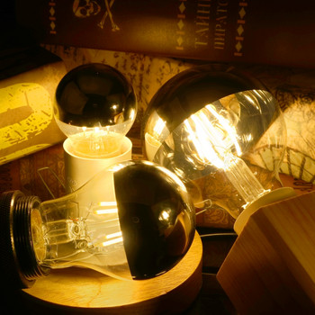 Καθρέφτης Ασημί Retro Edison LED Λαμπτήρας E14 E27 4W G45 A60 ST64 G80 G95 Vintage νήματος Lampada LED Λαμπτήρας Ζεστός Λευκός Φωτισμός