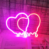 LED Σχήμα καρδιάς Πινακίδα νέον Υπνοδωμάτιο Τέχνη τοίχου Διακόσμηση παιδικού δωματίου Λάμπα νέον USB Powered για γιορτινό πάρτι γάμου Διακοσμητικό νυχτερινό φως