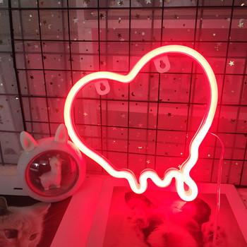 LED Σχήμα καρδιάς Πινακίδα νέον Υπνοδωμάτιο Τέχνη τοίχου Διακόσμηση παιδικού δωματίου Λάμπα νέον USB Powered για γιορτινό πάρτι γάμου Διακοσμητικό νυχτερινό φως